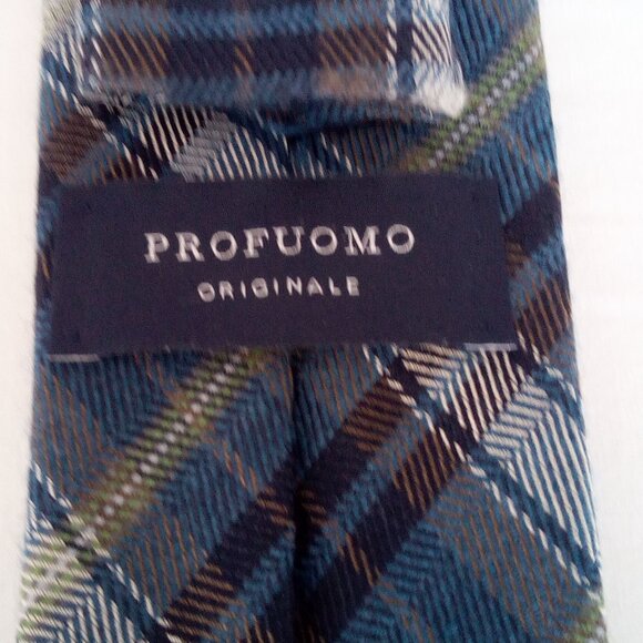 PROFUOMO ITALY "ORIGINALE" TIE * 50/50 Silk/Wool * Plaid 60"L 2.75"W - Picture 3 of 5